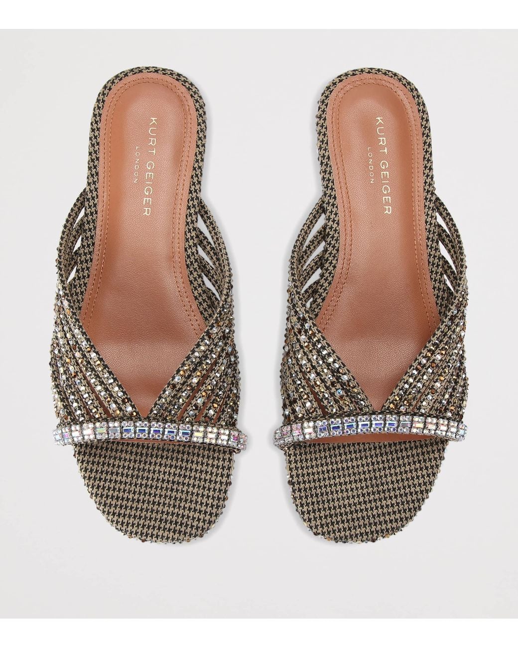 Kurt Geiger Natural Crystal Strap Mules