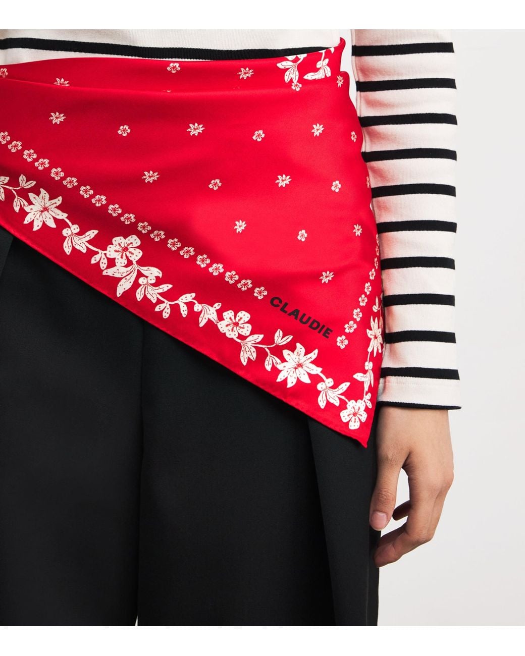 Claudie Pierlot Red Silk Printed Square Scarf