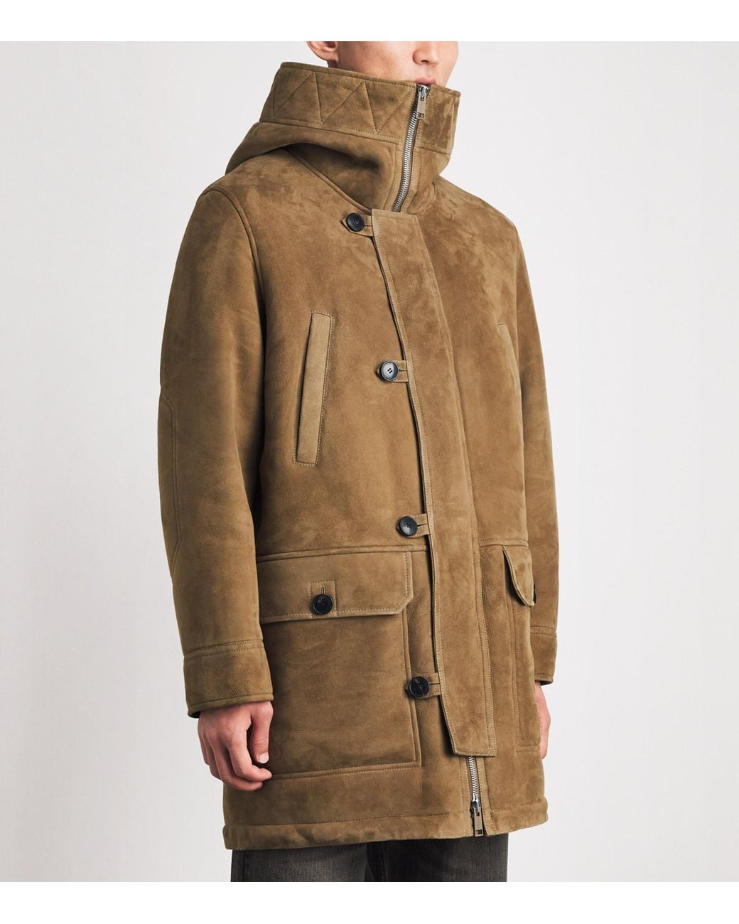 Yves Salomon Brown Suede Shearling-Lined Parka for men