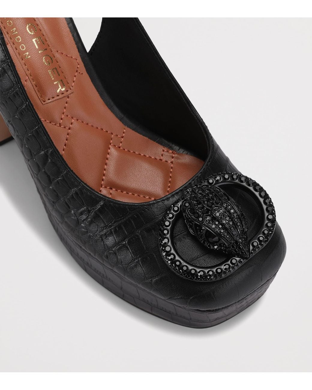 Kurt Geiger Black Croc-Effect Chelsea Platform Pumps