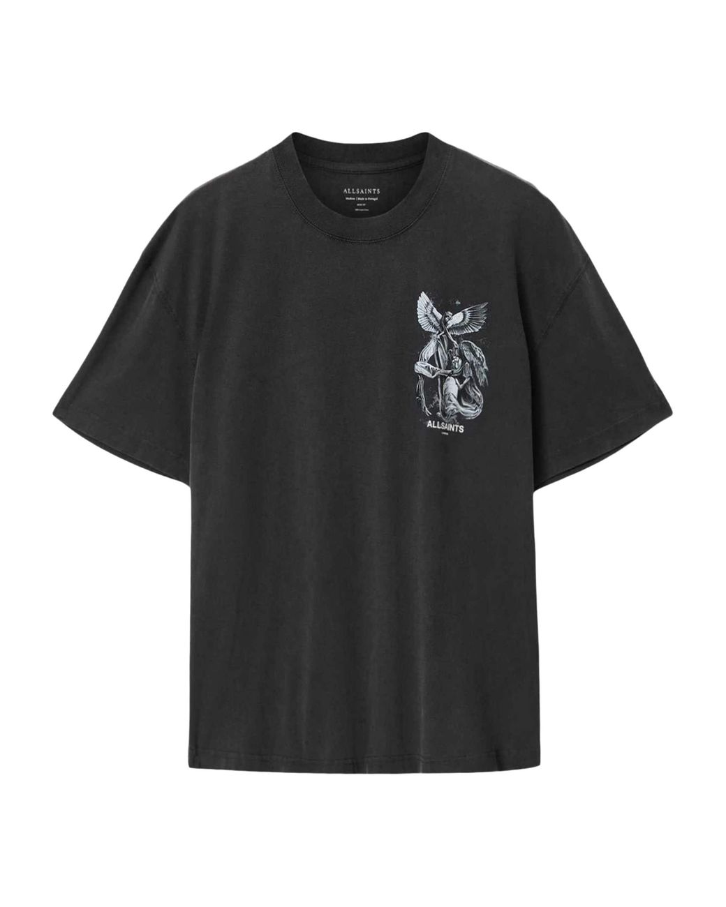 AllSaints Black Angel-Print Seraph T-Shirt for men
