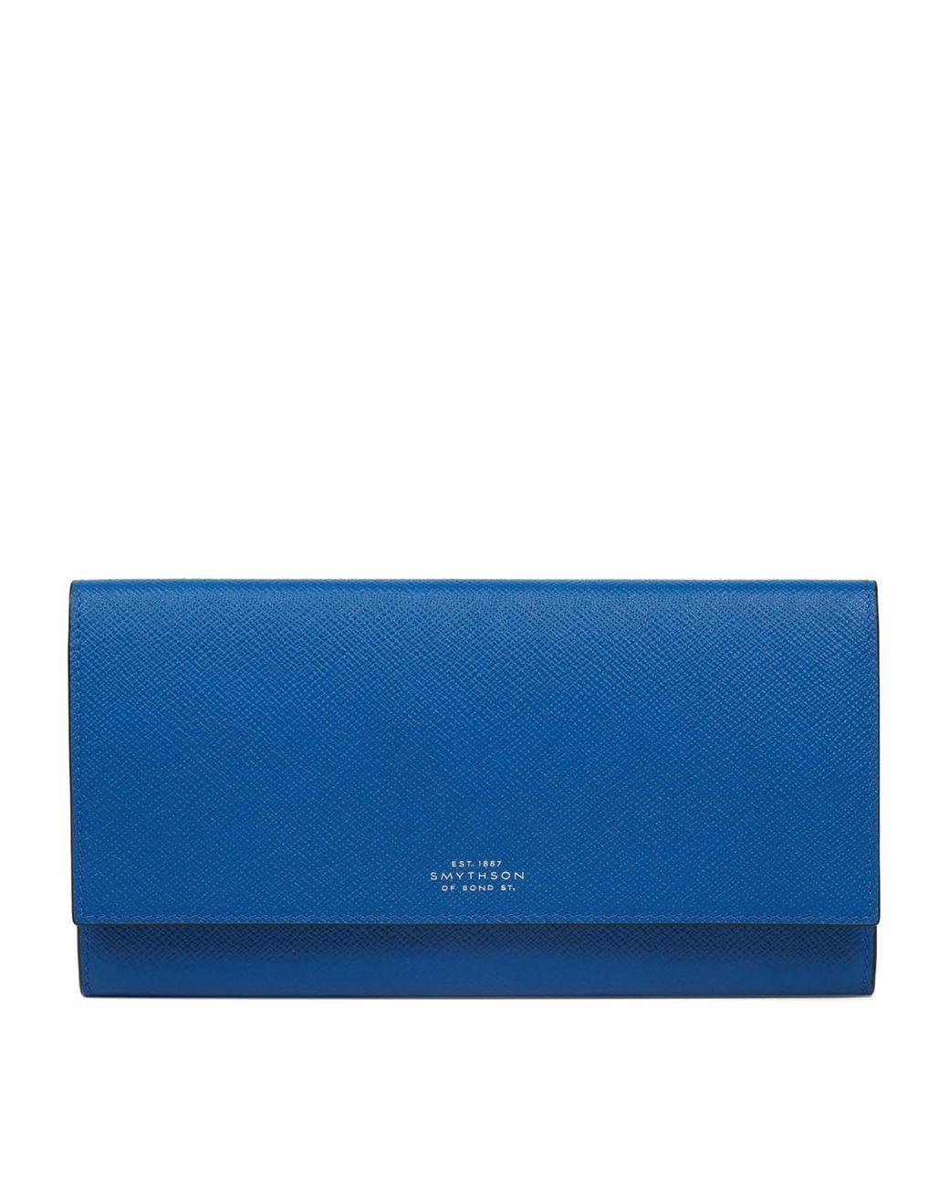 Smythson Blue Panama Leather Marshall Travel Wallet for men