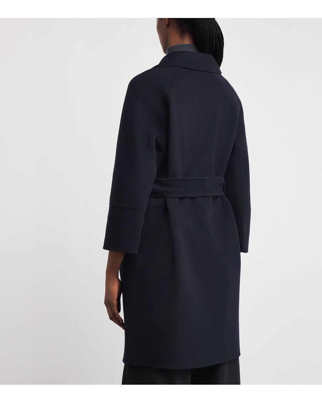 Max Mara Blue Virgin Wool Short Wrap Coat