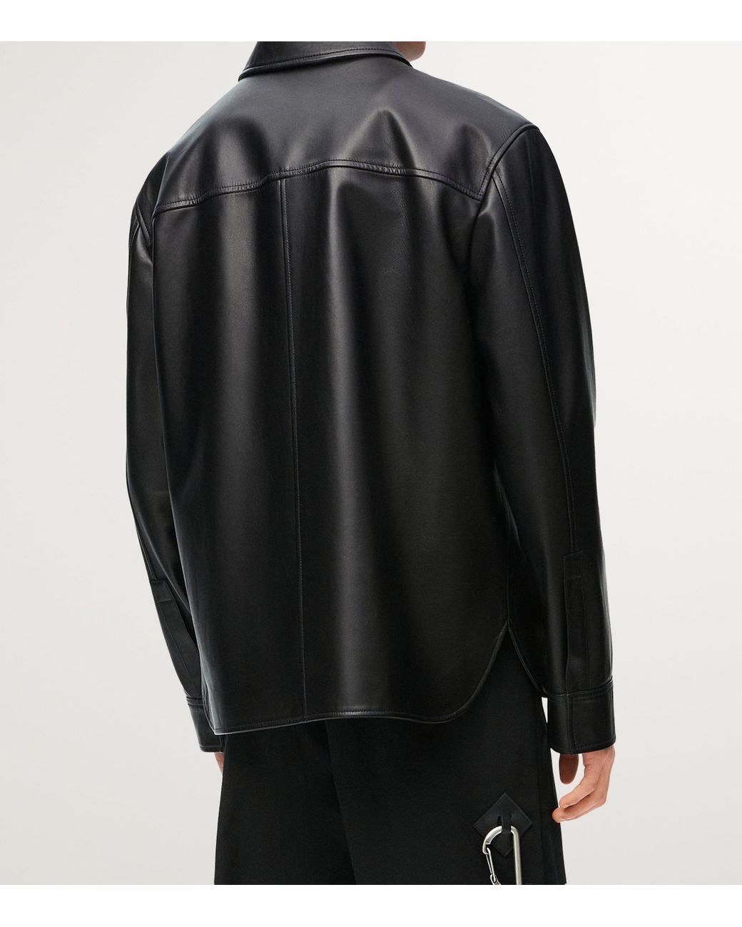 Loewe Black Leather Shirt Jacket for men