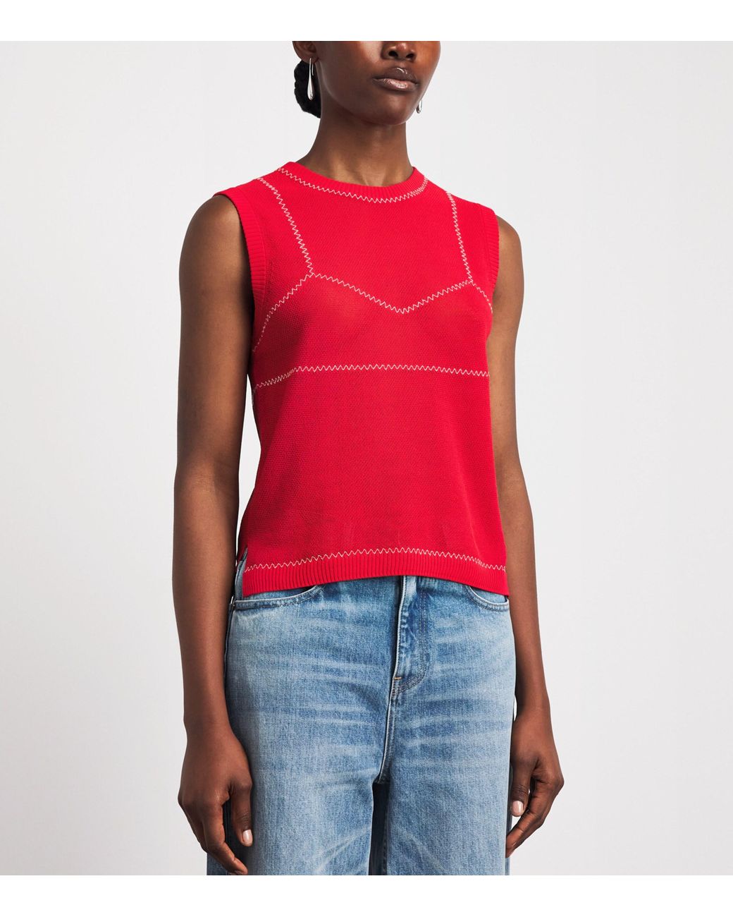 Tory Burch Red Stitch Top