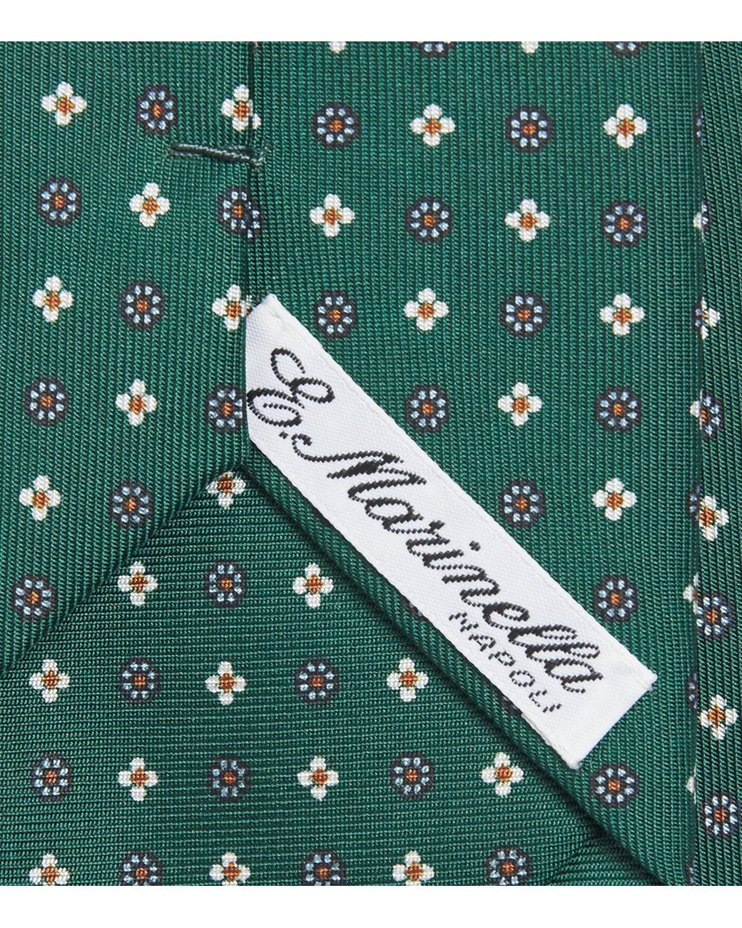 E.MARINELLA Green Silk Floral Tie for men