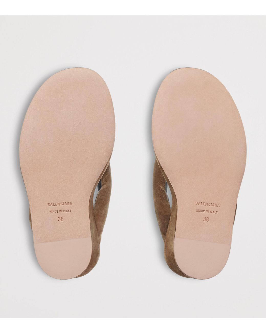 Balenciaga Brown Velvet Gaeta Thong Wedge Sandals 90