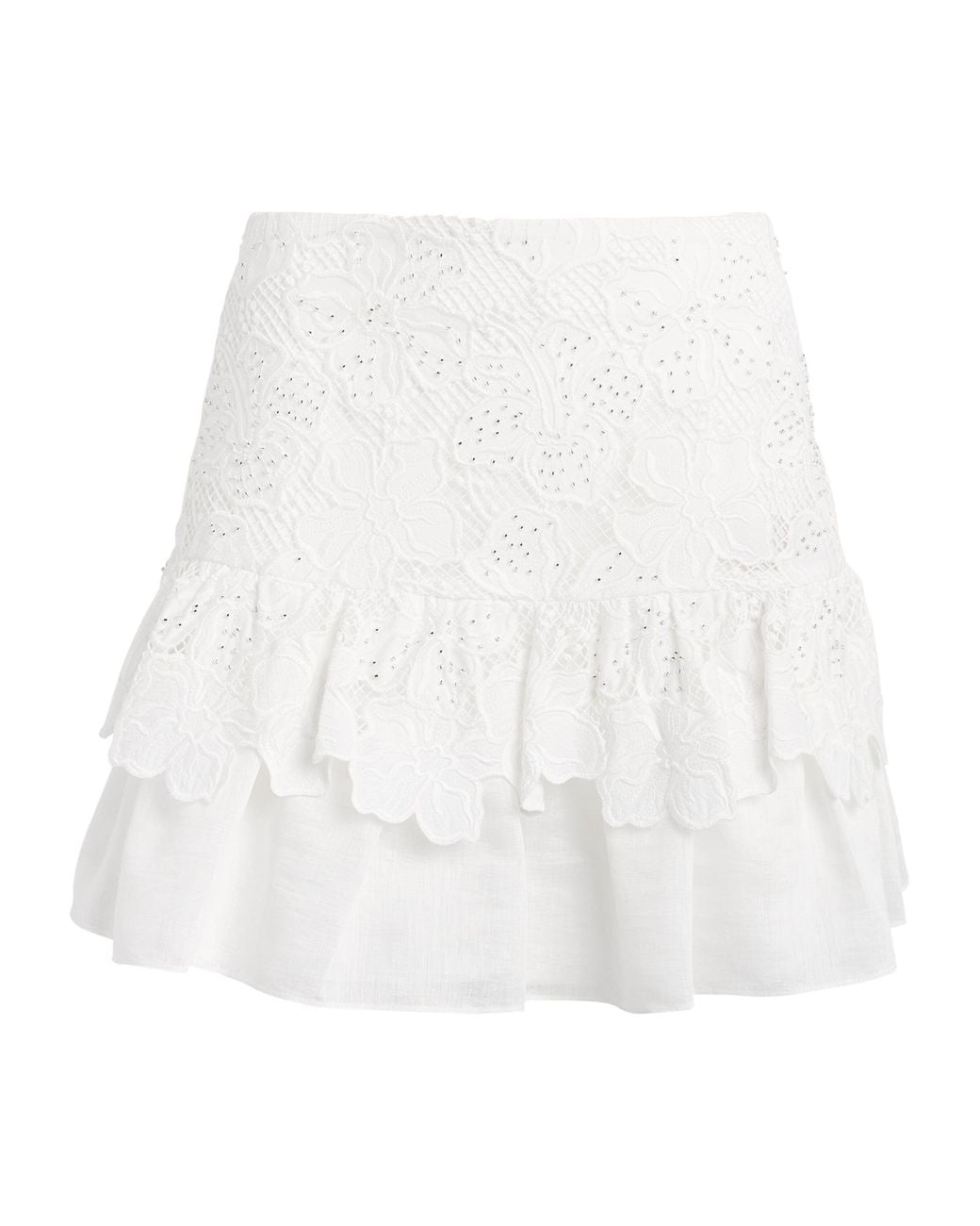 Sandro White Guipure Lace Mini Skirt