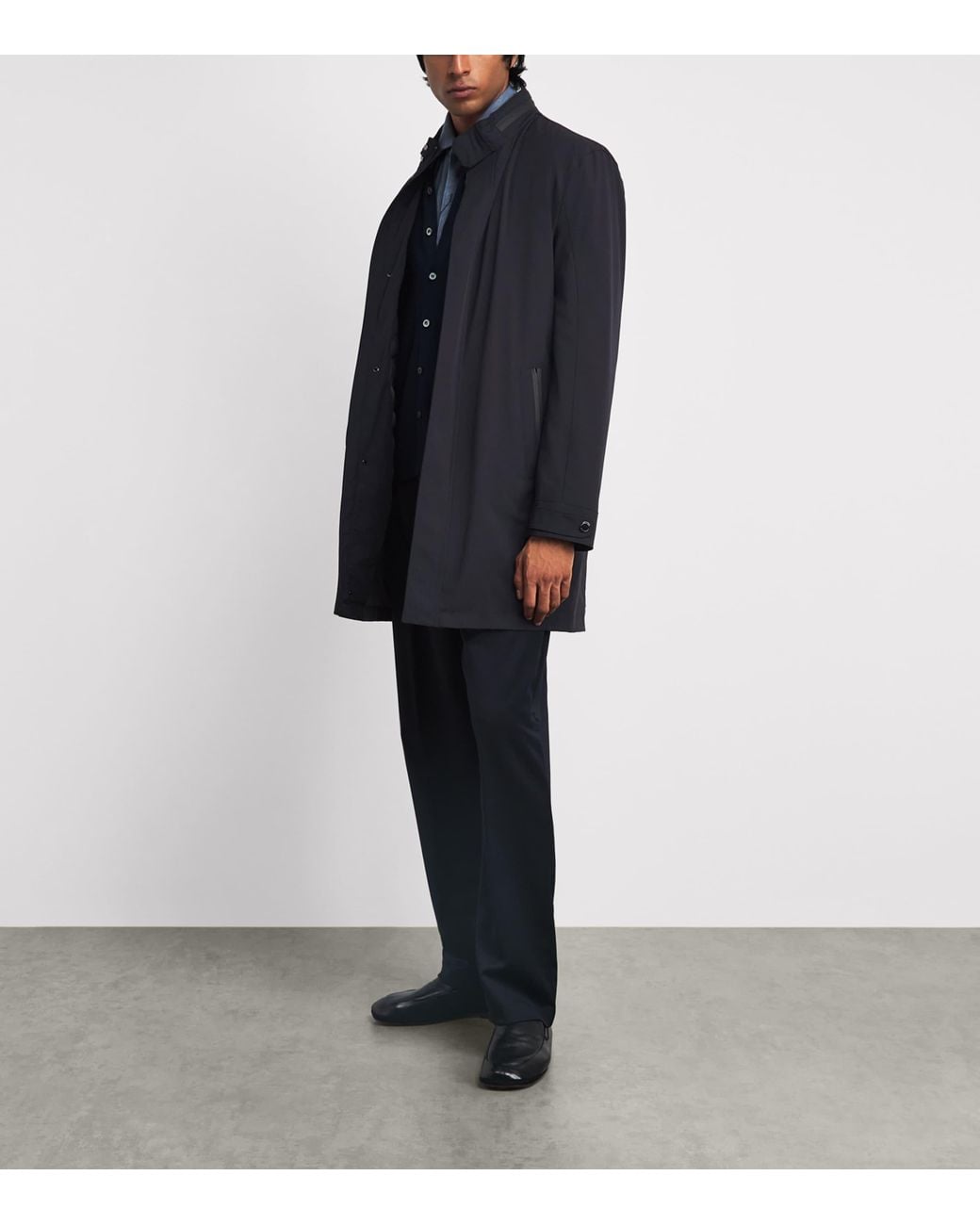 Corneliani Blue Water-Resistant Overcoat for men
