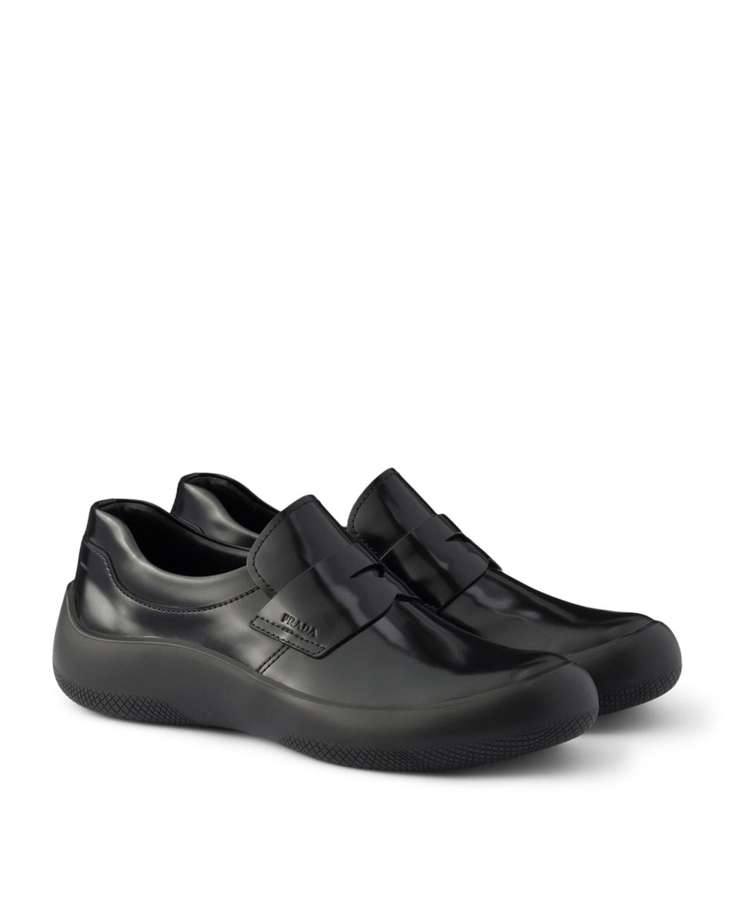 Prada Black Brushed Leather Loafers for men