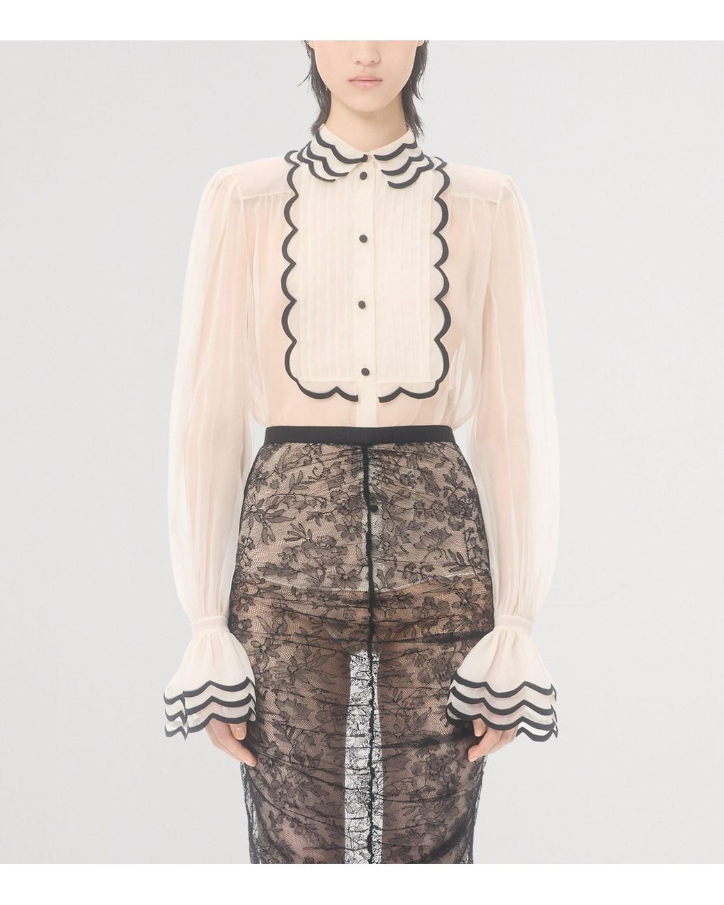 Valentino White Silk Embroidered Shirt