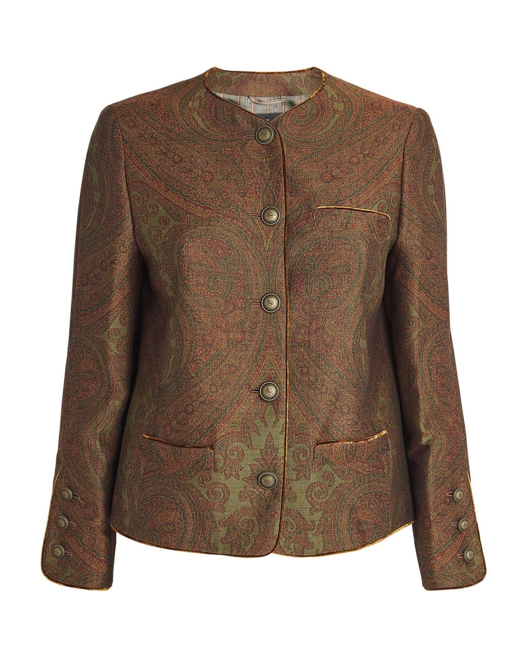 Etro Brown Paisley Cropped Jacket