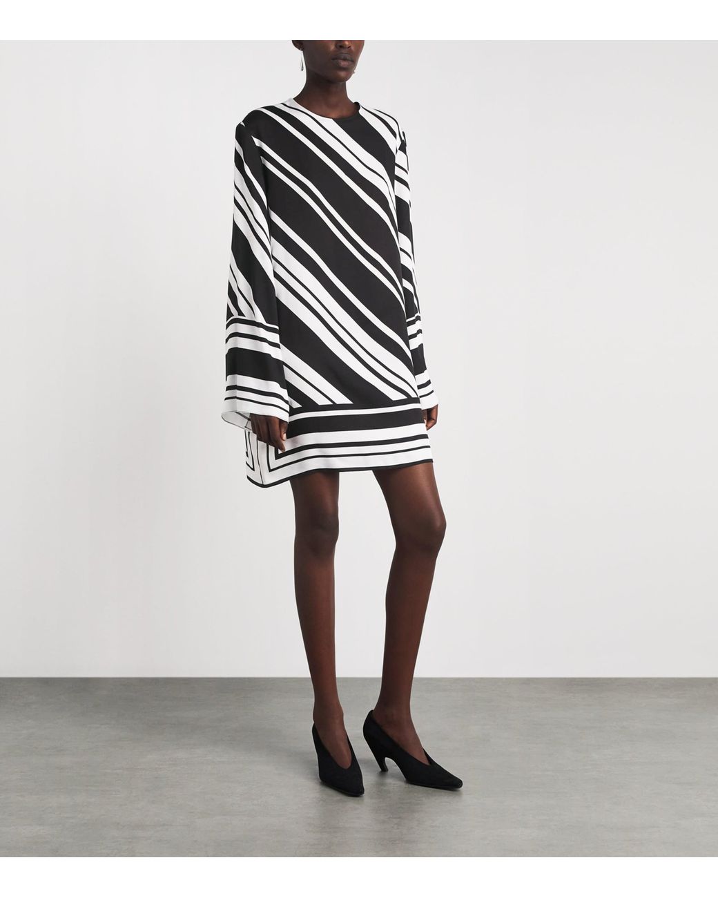 Brandon Maxwell Black Stripe Leni Mini Dress