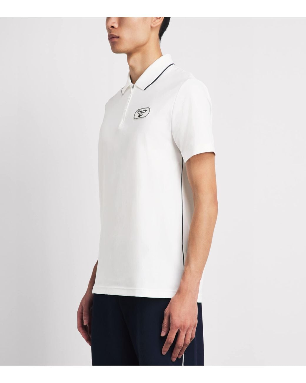 Lacoste White Tennis Heritage Ultra-Dry Zip-Up Polo Shirt for men
