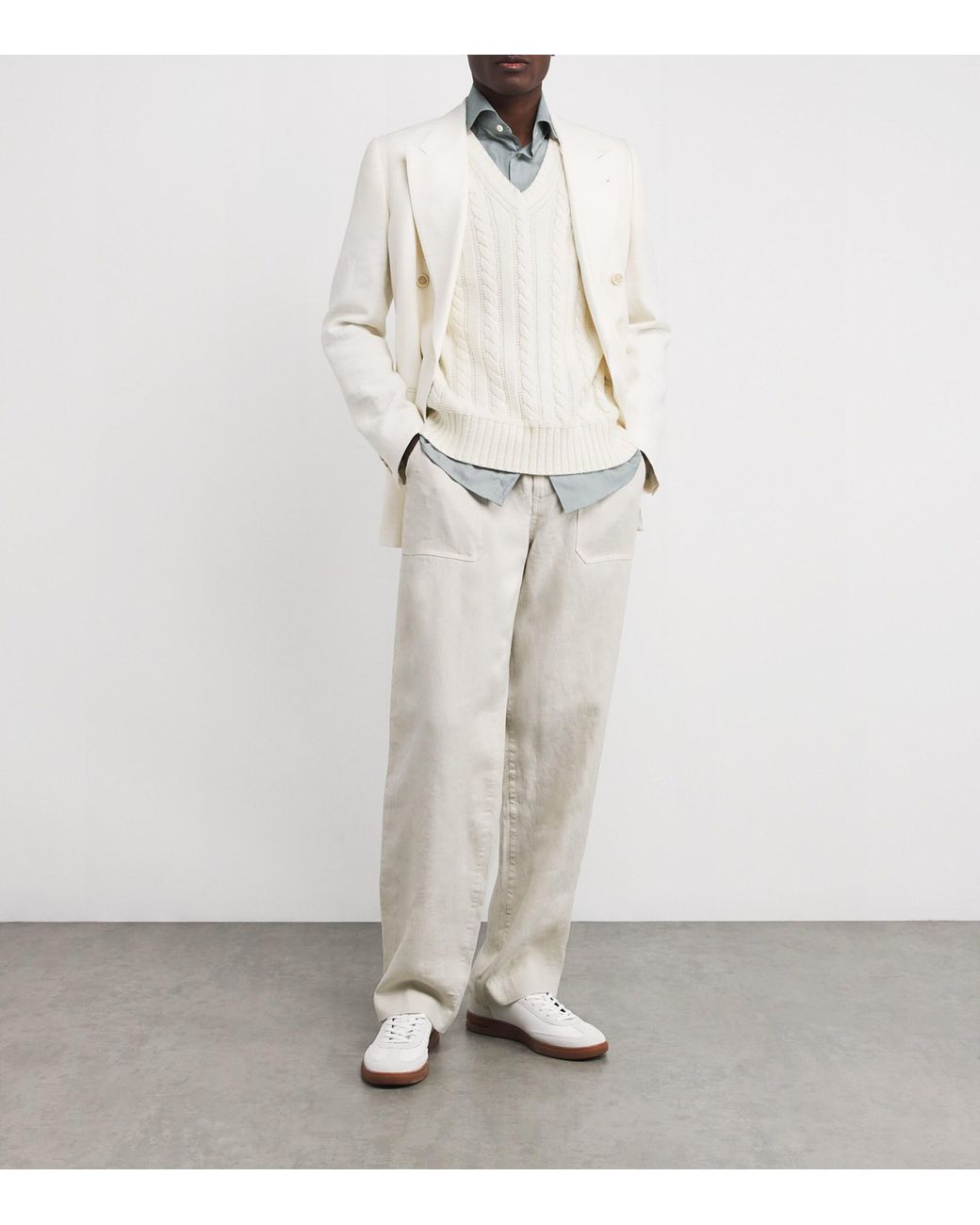 Ralph Lauren White X Wimbledon Cashmere-Cotton-Linen Sweater Vest for men