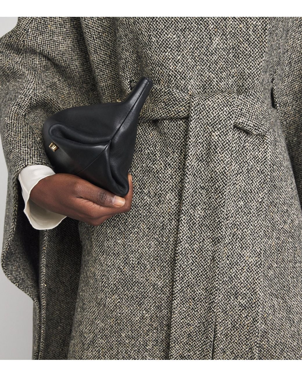 Agnona Gray Wool-Cashmere Tweed Cape