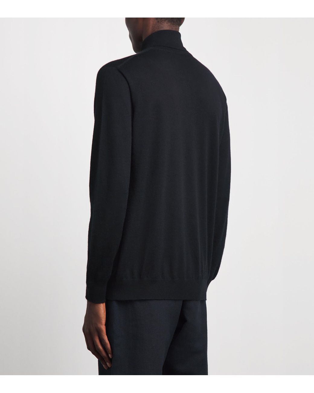Johnstons Black Superfine Cashmere Rollneck Sweater for men