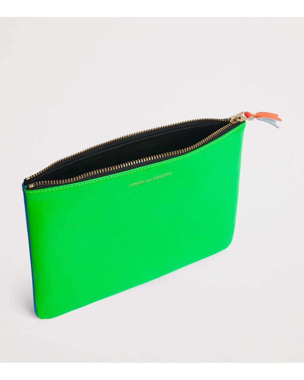 Comme des Garçons Green Large Leather Super Fluo Pouch for men
