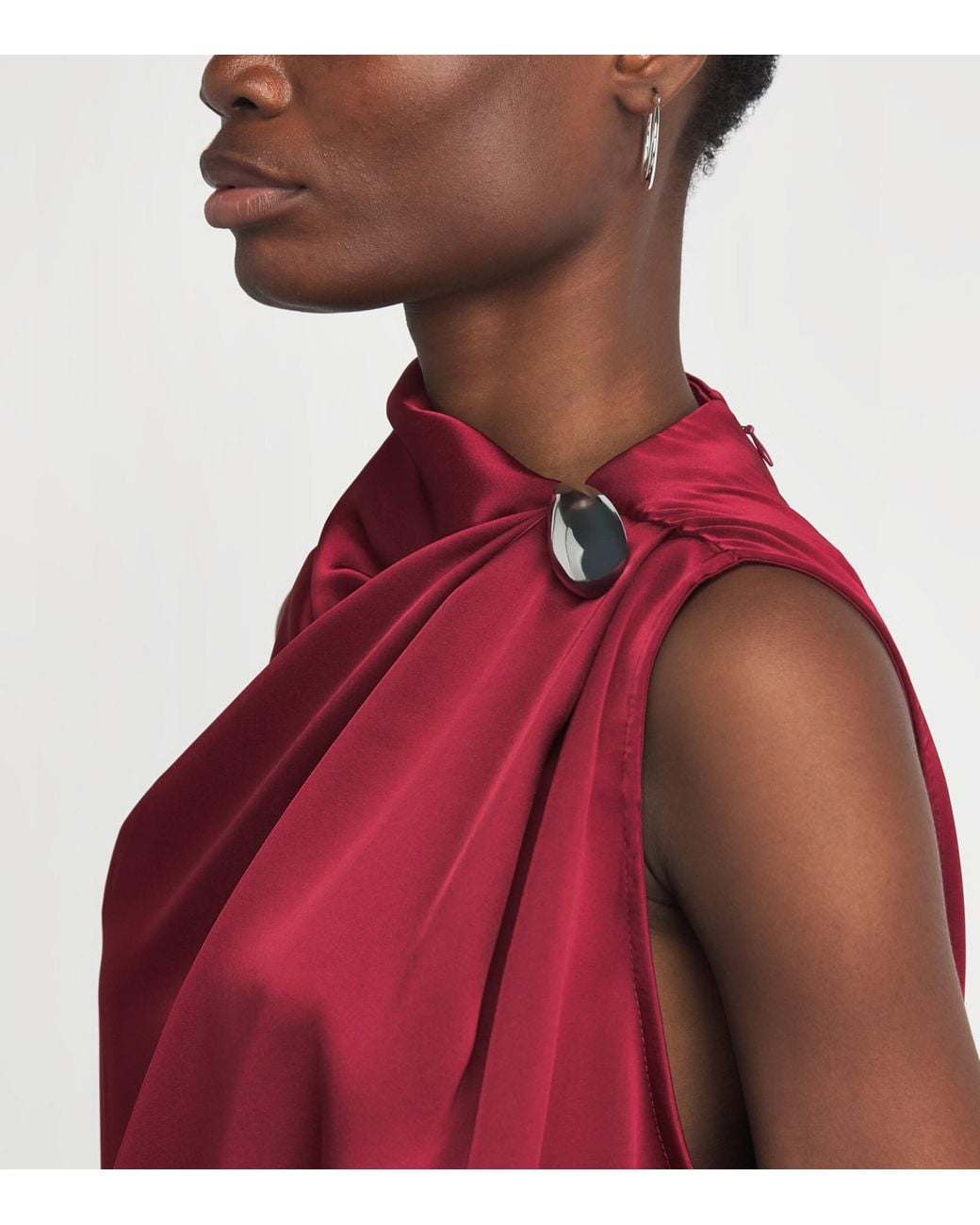Altuzarra Red Draped Alden Blouse