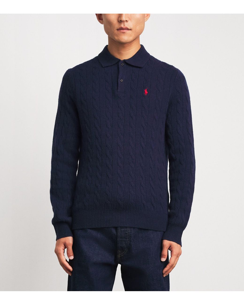 Polo Ralph Lauren Blue Wool-Cashmere Polo Sweater for men