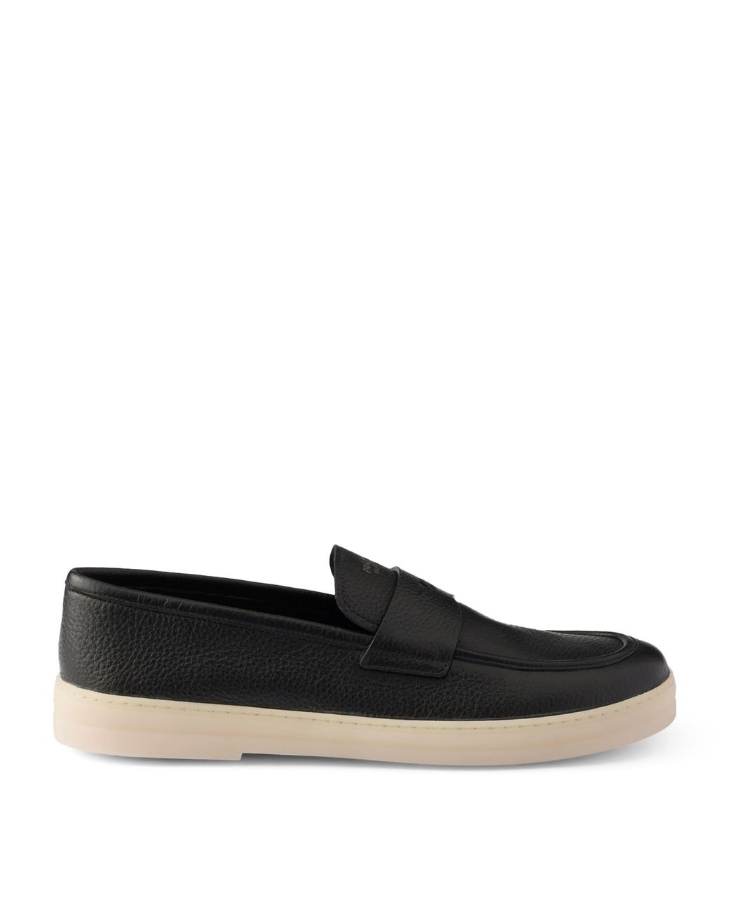 Prada Black Leather Logo Loafers for men