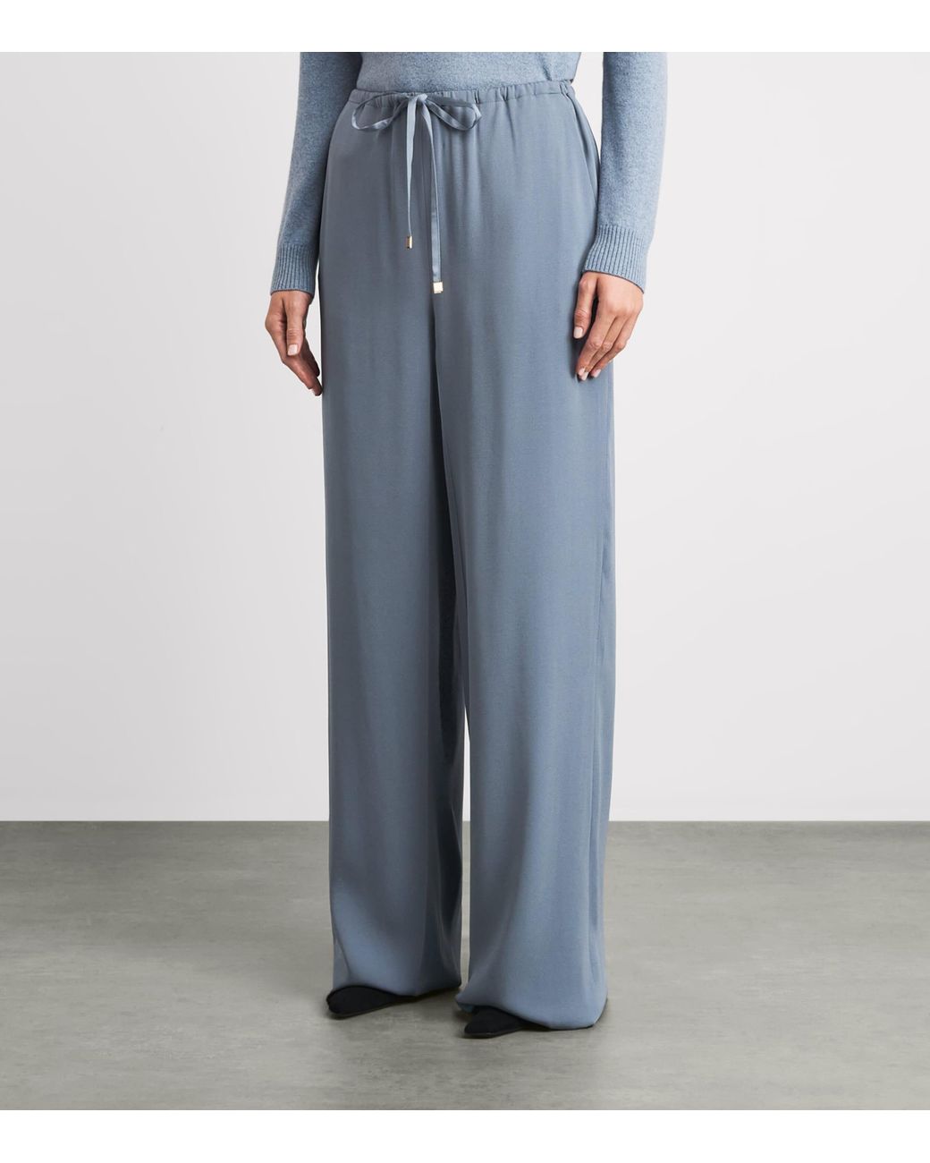 Agnona Blue Drawstring Wide-Leg Sweatpants