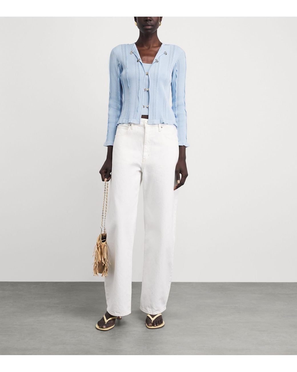 Maje Blue Pointelle 2-In-1 Cardigan
