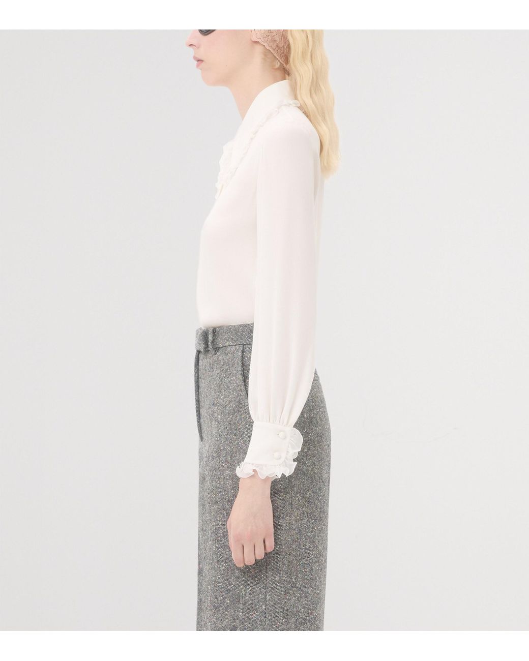 Valentino White Silk Frilled Shirt