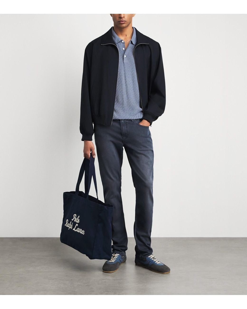 PAIGE Blue Cotton-Wool-Silk-Cashmere Kiko Polo Shirt for men