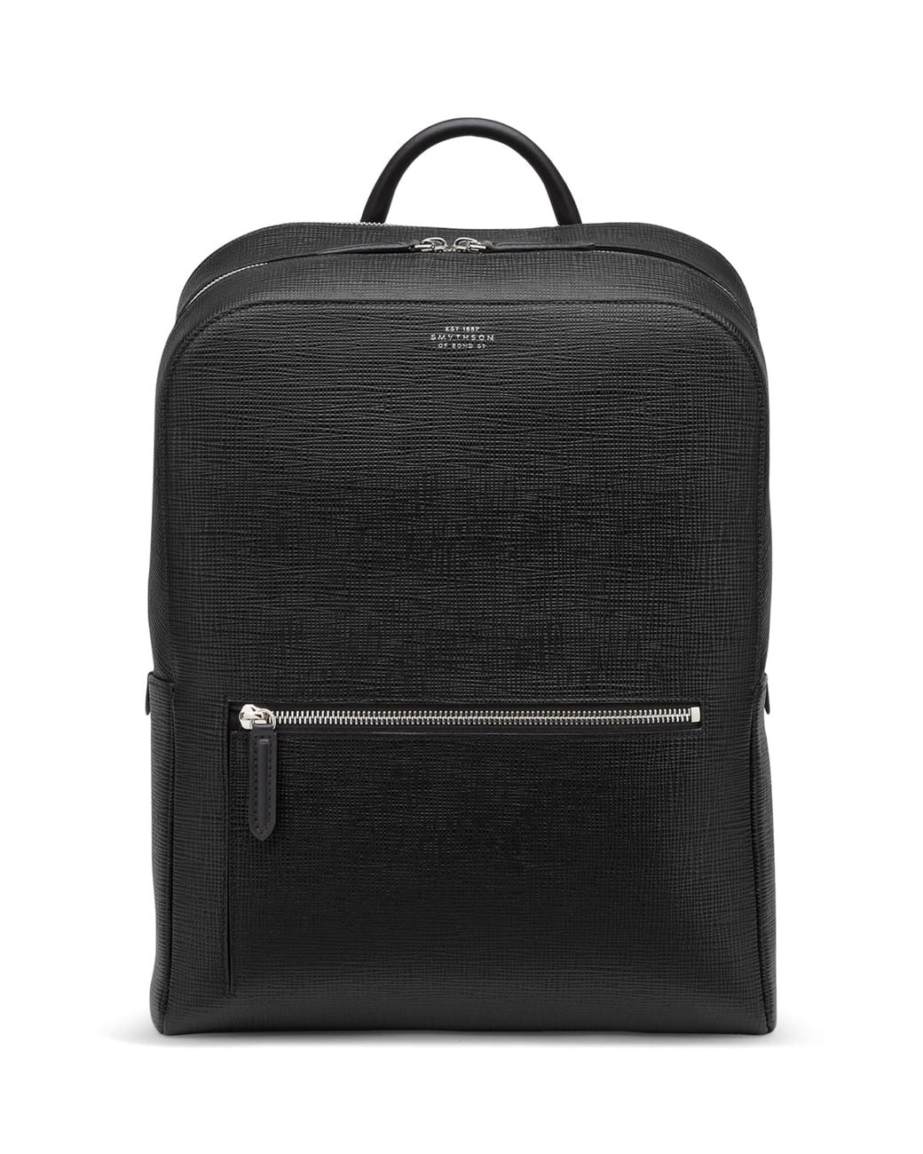 Smythson Black Leather Panama Backpack for men