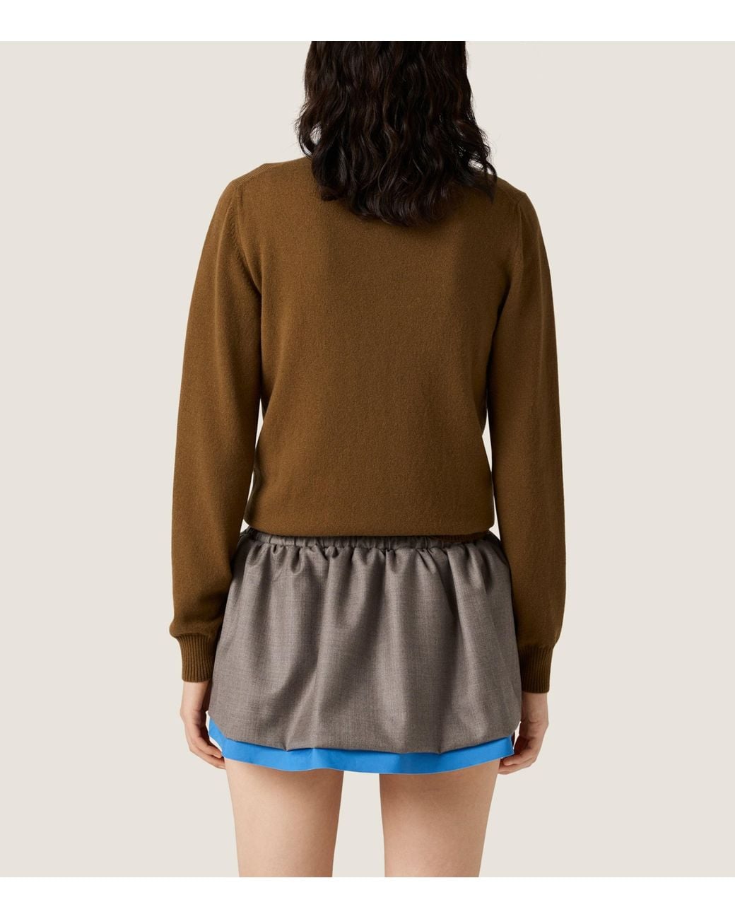 Miu Miu Brown Cashmere Detachable-Collar Cardigan