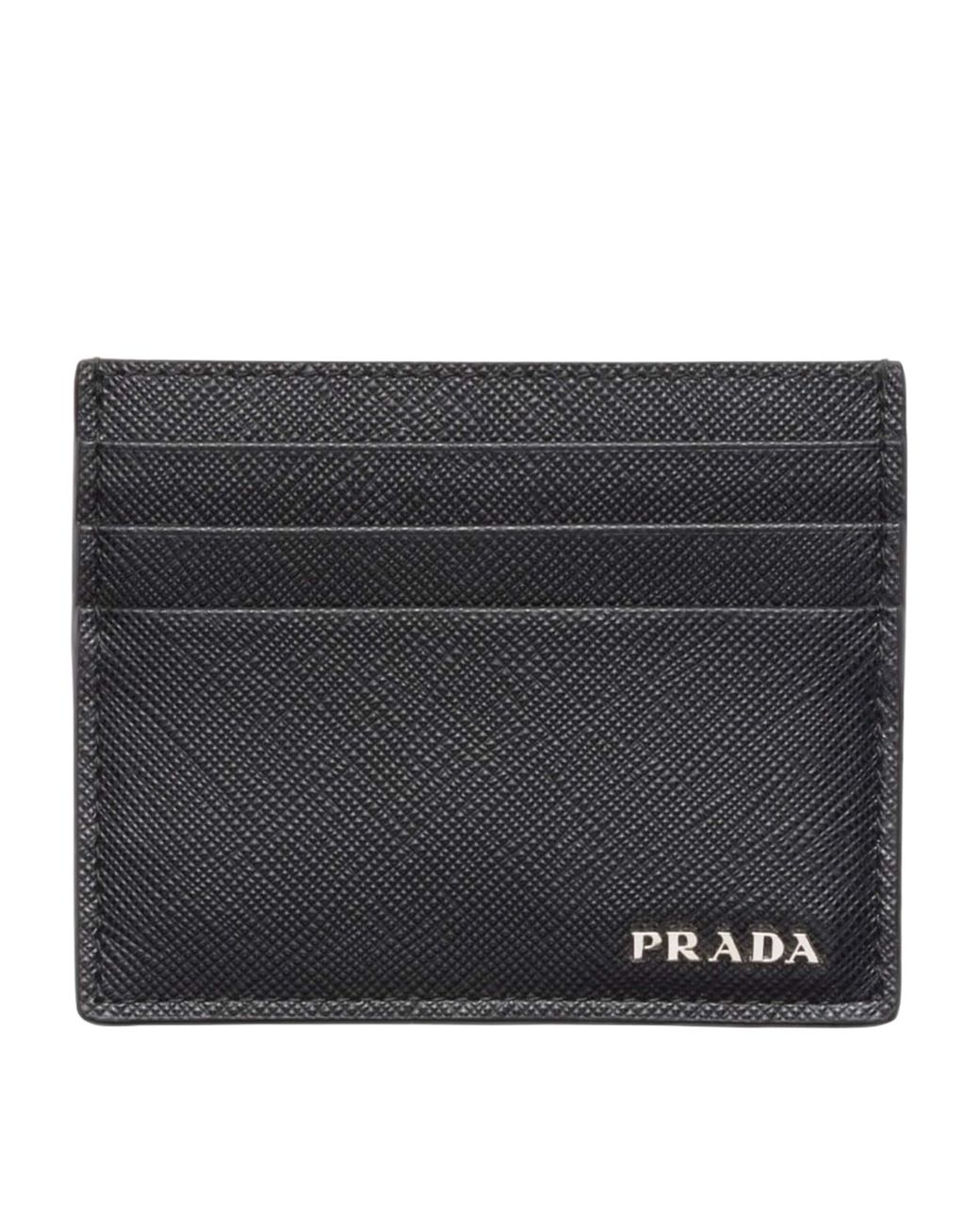 Prada Black Saffiano Leather Card Holder for men