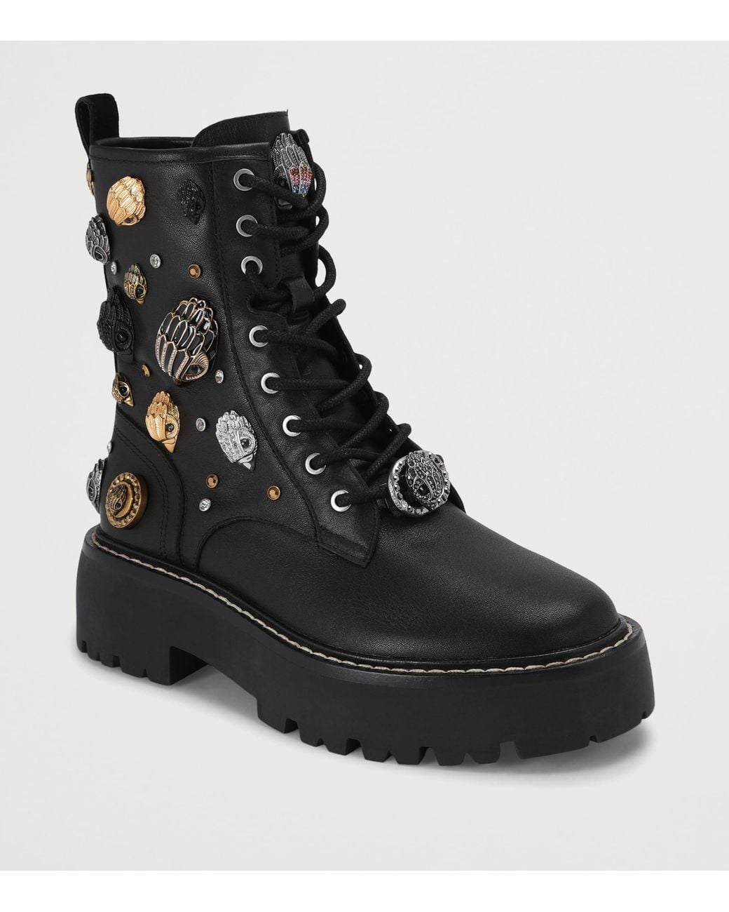 Kurt Geiger Black Leather Woolwich Eagle Boots