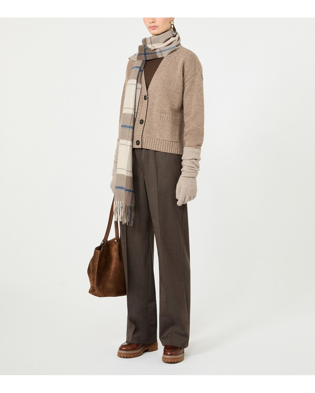 Weekend by Maxmara Brown Wool-Blend Straight Trousers