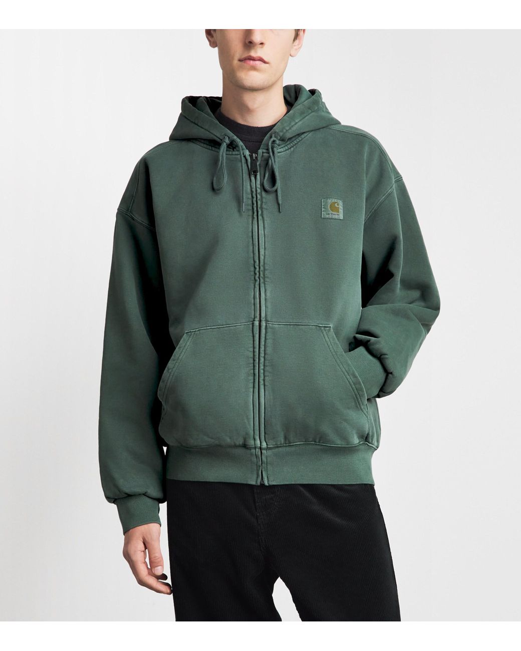 Carhartt Green Cotton Logo Vista Zip-Up Hoodie for men