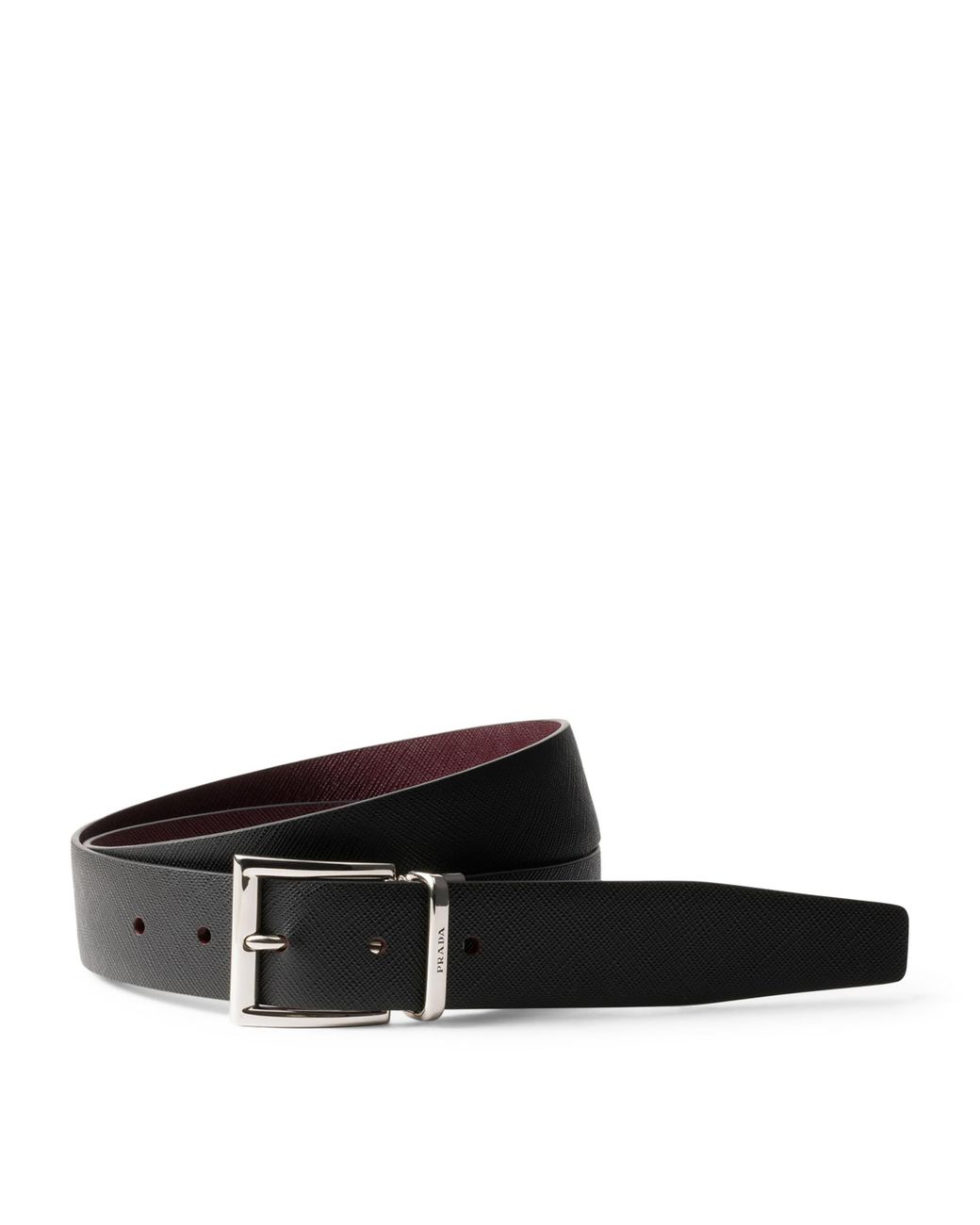 Prada Black Saffiano Leather Reversible Belt for men