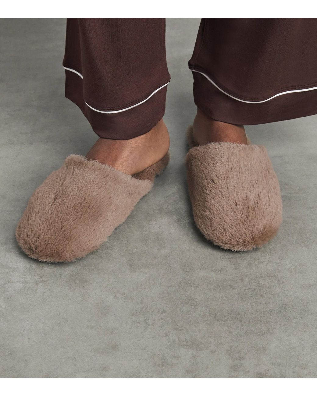 Eberjey Brown Faux Fur Slippers