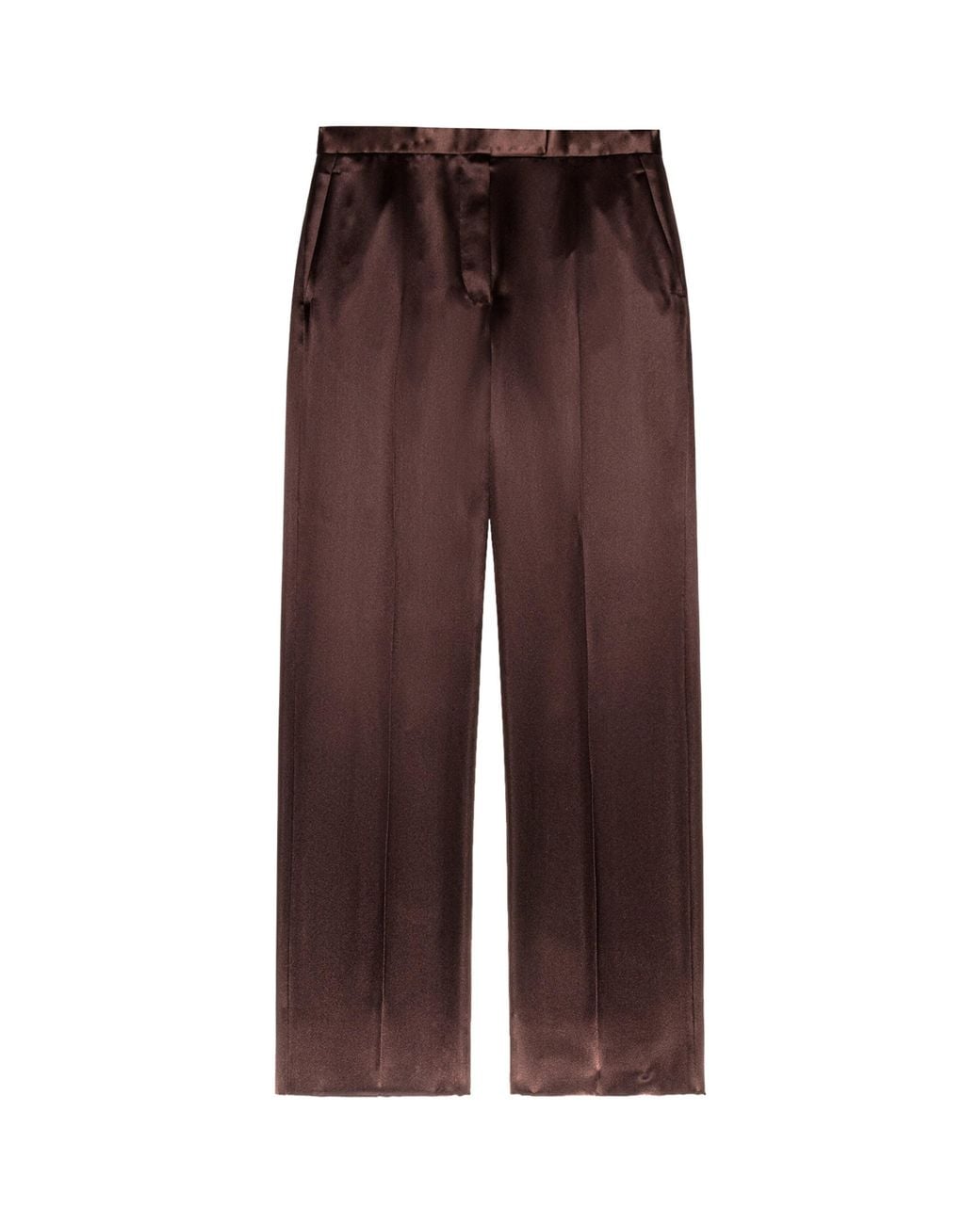Tom Ford Brown Silk Satin Wide-Leg Trousers