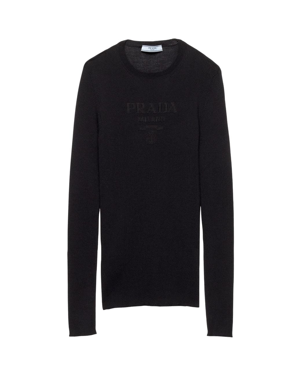 Prada Black Wool-Blend Superfine Logo Sweater