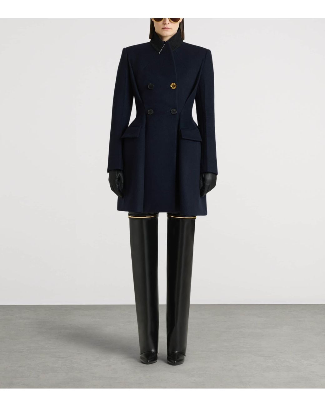 Givenchy Blue Wool-Cashmere Peplum Coat