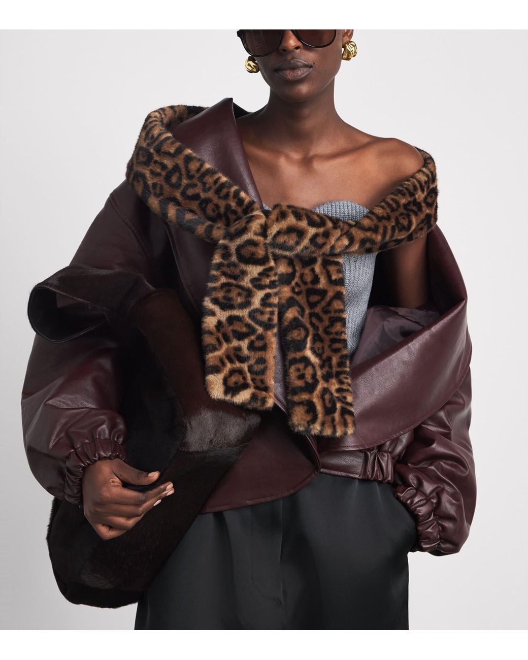 Source Unknown Brown Faux Fur Inko Scarf
