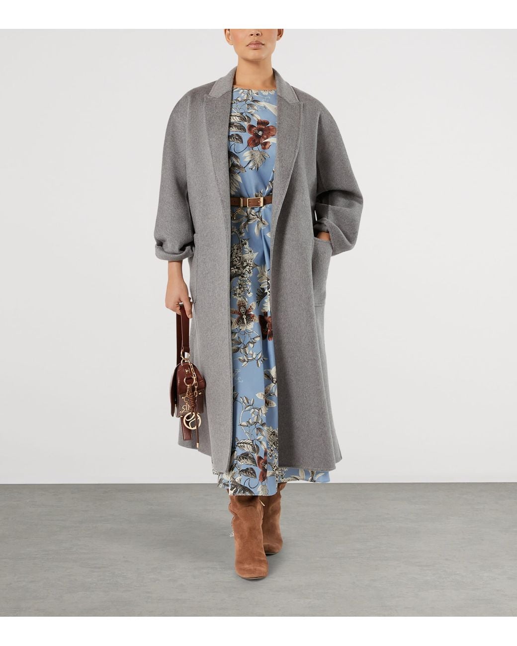 Marina Rinaldi Gray Cashmere Belted Coat