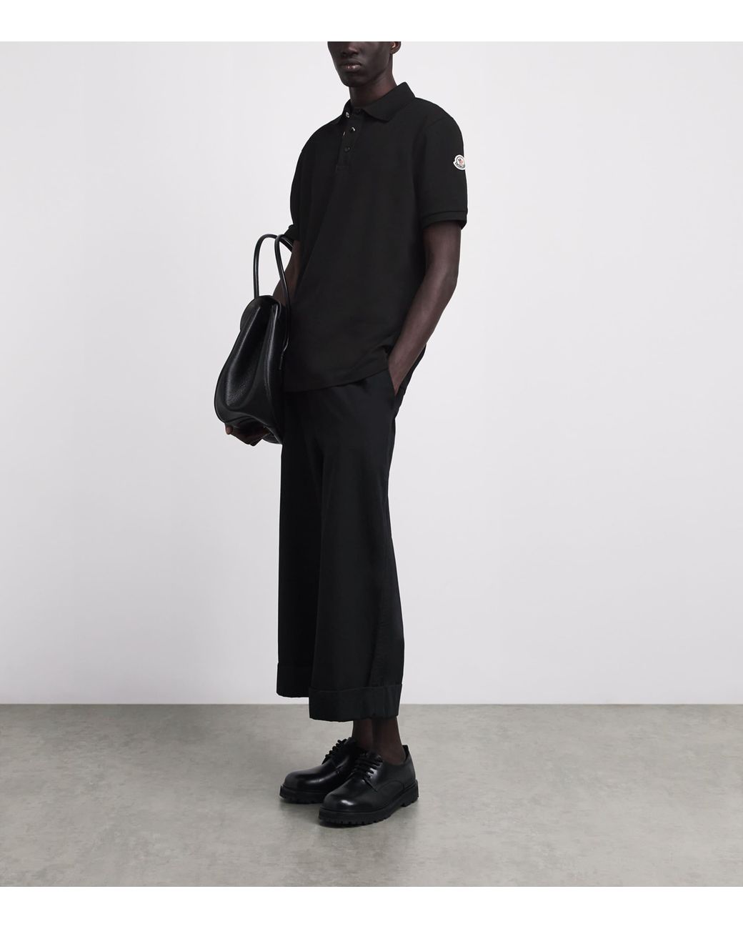 Moncler Black Cotton Polo Shirt for men