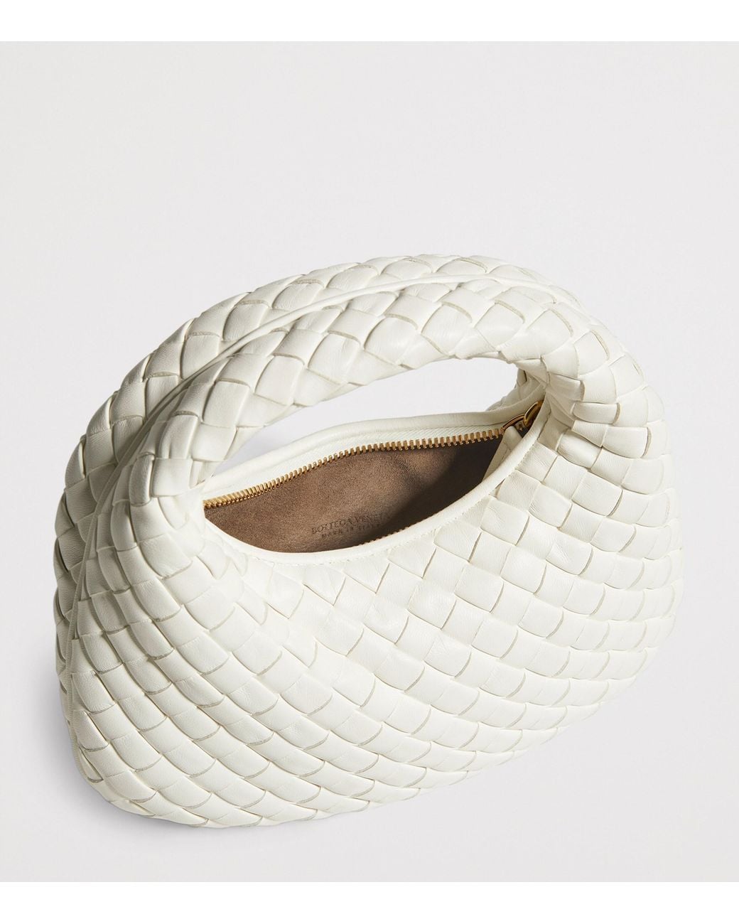 Bottega Veneta White Baby Intrecciato Leather Veneta Shoulder Bag