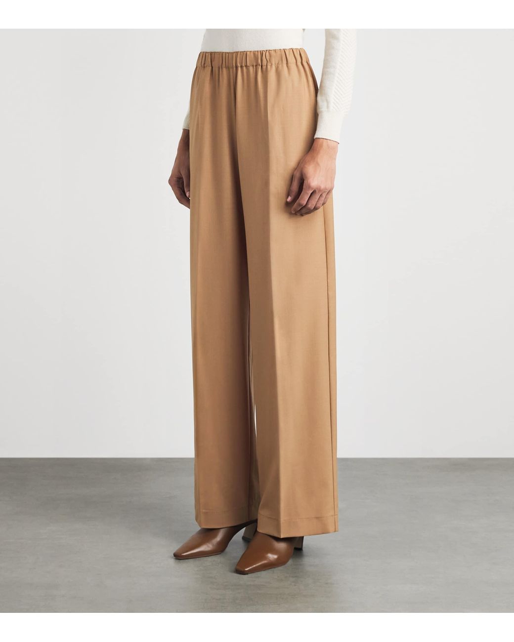 Fabiana Filippi Natural Wool-Blend Wide-Leg Trousers
