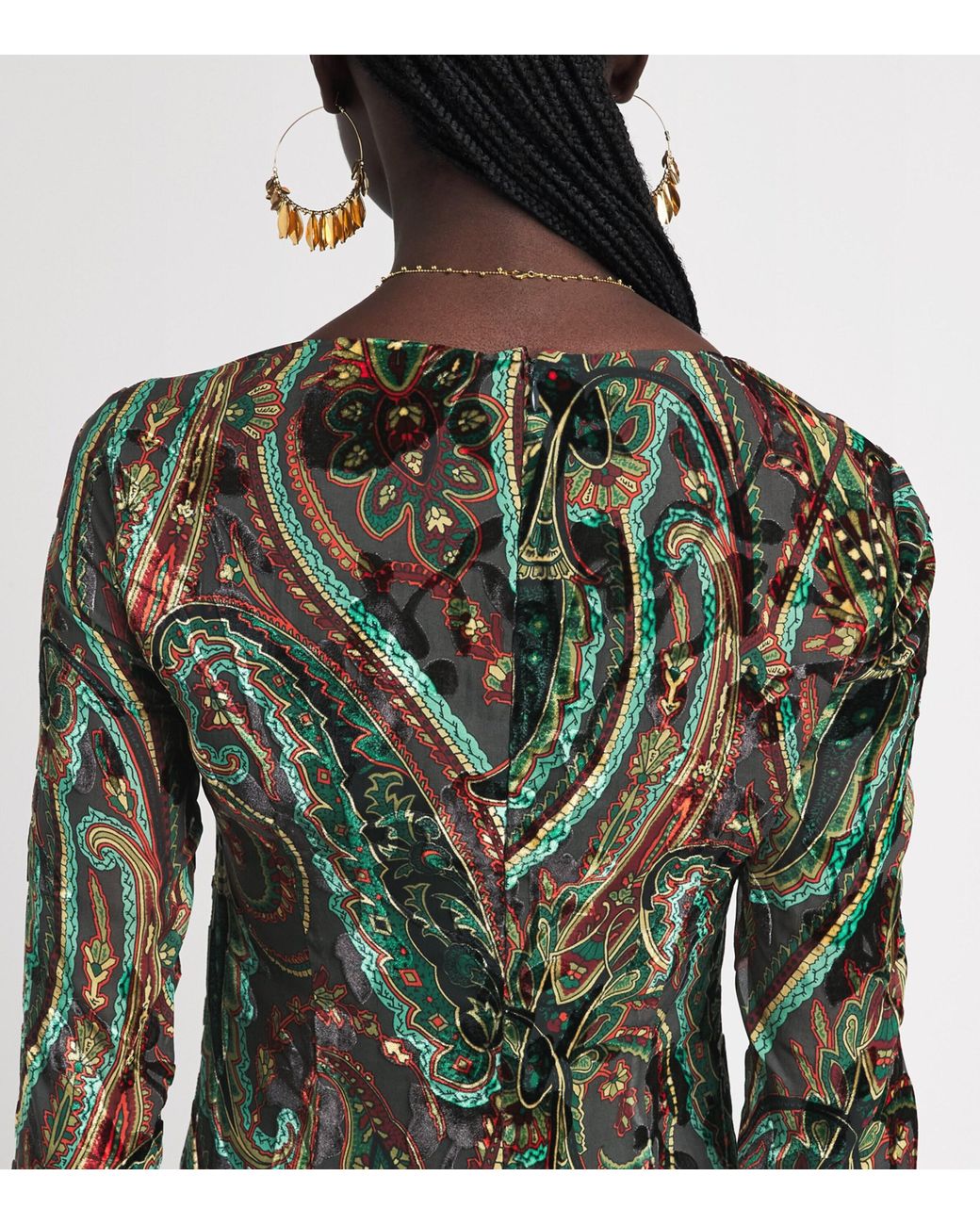 Etro Green Cowl-Neck Midi Dress