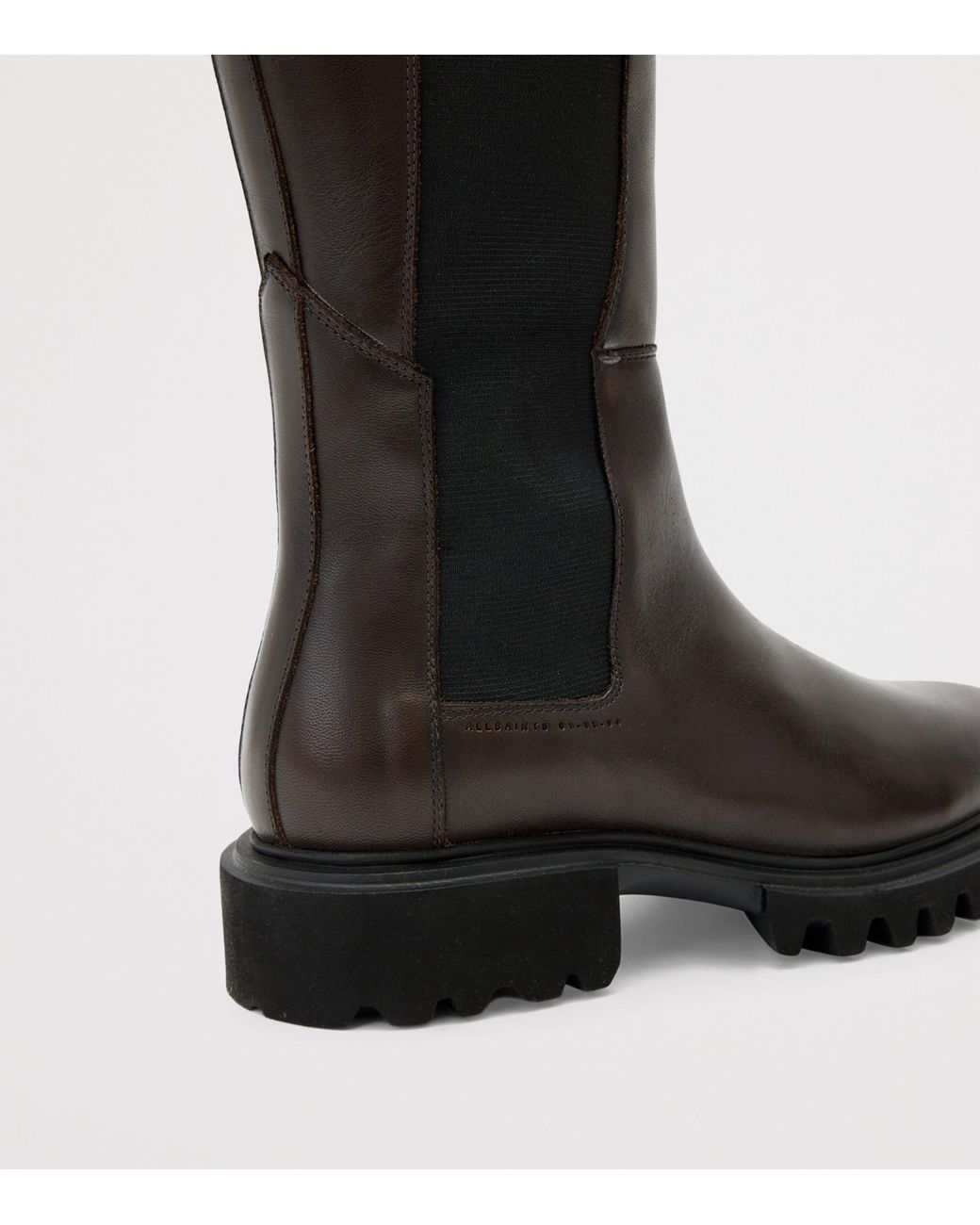 AllSaints Black Leather Maeve Knee-High Boots