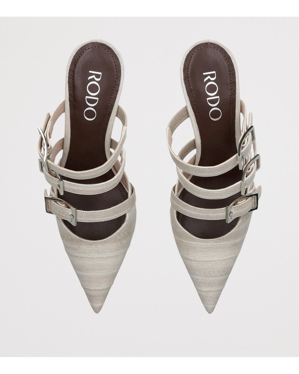 Rodo White Leather Paige Heeled Mules 55