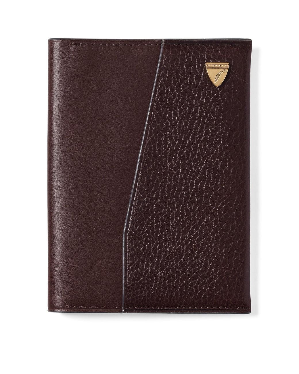 Aspinal Brown Grained Leather Plain Passport Cover for men