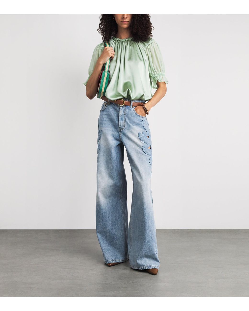 Ulla Johnson Green Silk Alina Blouse